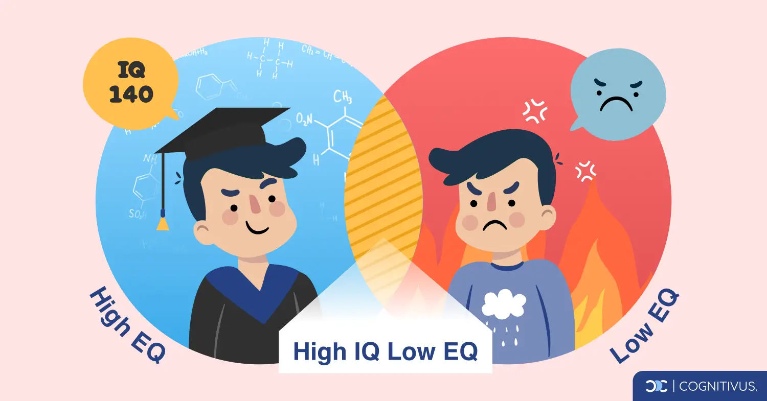 A high IQ happy person vs a low EQ sad person